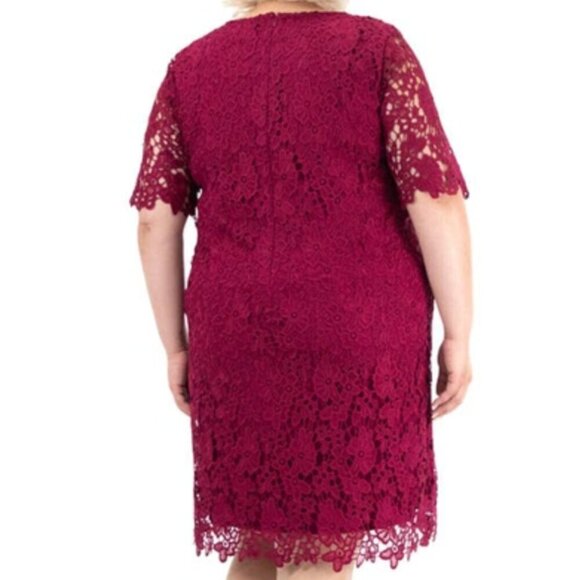 NEW Nina Leonard Crochet Lace Sangria Cocktail Sheath Dress SZ 3X - Picture 2 of 2